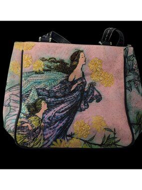 Far Nine X Isabella Fiore Pink Fairy Art Shoulder Bag With Embellishments 12x12x